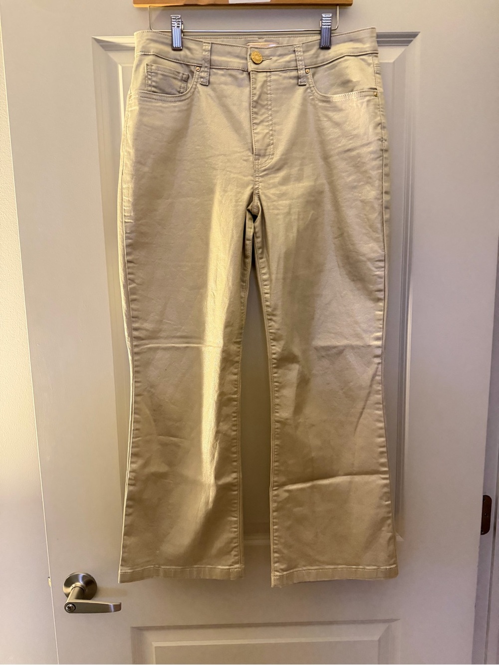 Kut from the Kloth Tan Metallic Straight-Leg Pants - Picture 2 of 4